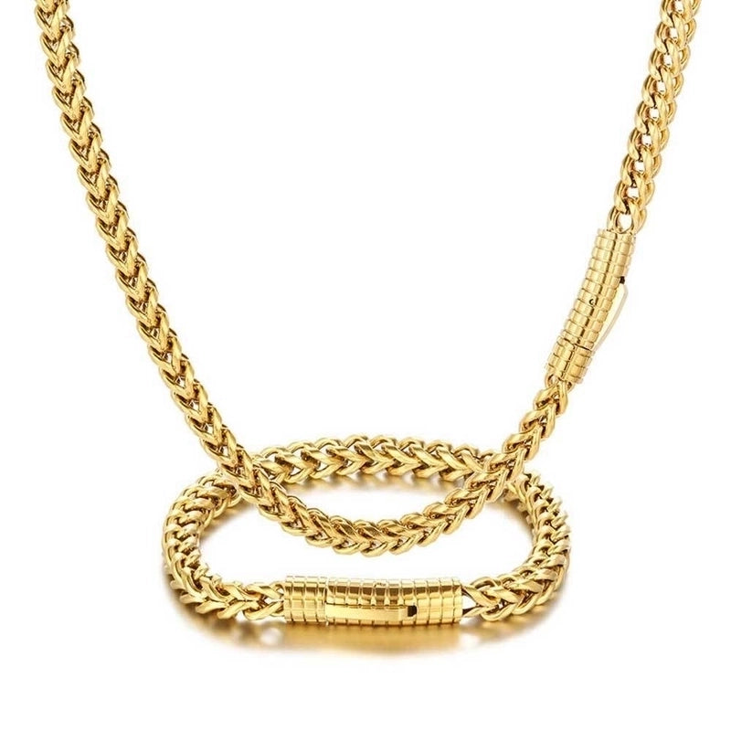 Hip-hop Solid Color Stainless Steel Chain Jewelry Set