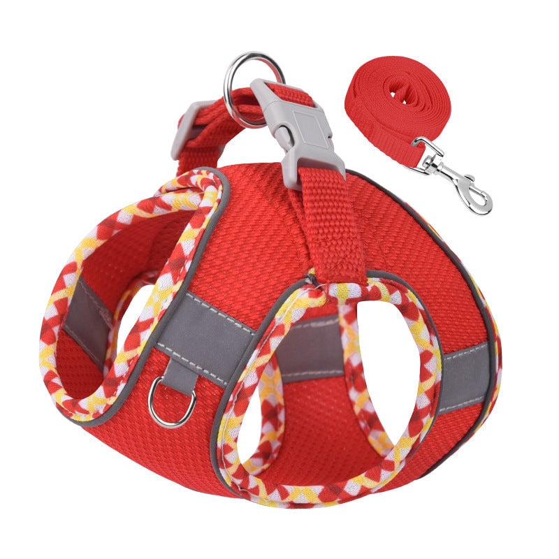 Reflective Plaid Breathable Dog Harness&Leash