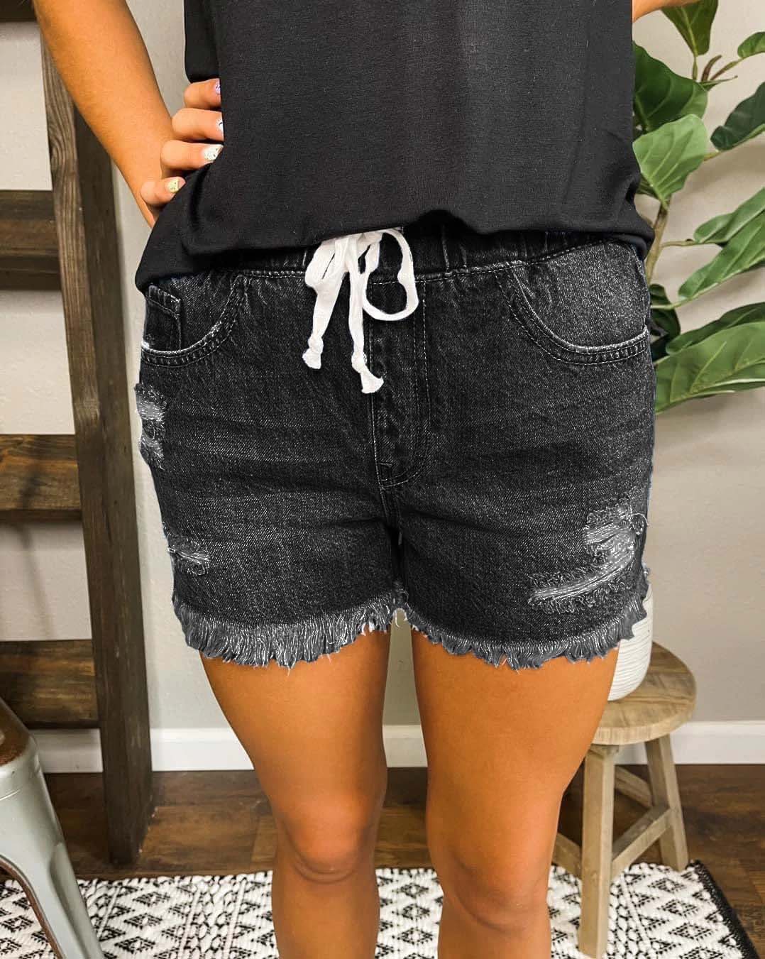 Distressed Jogger Shorts