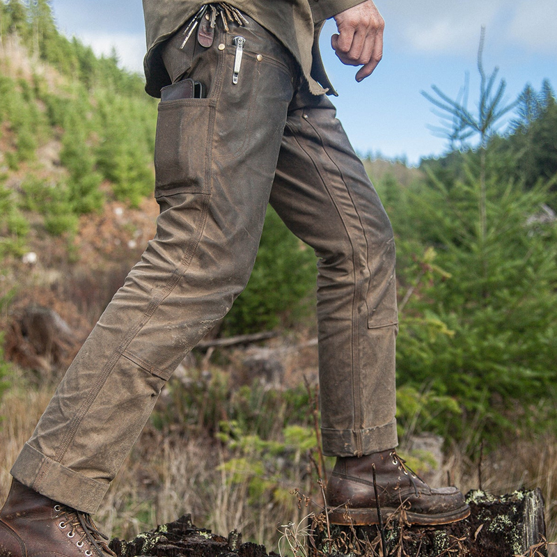 Vintage Distressed Canvas Slim Fit Work Pants