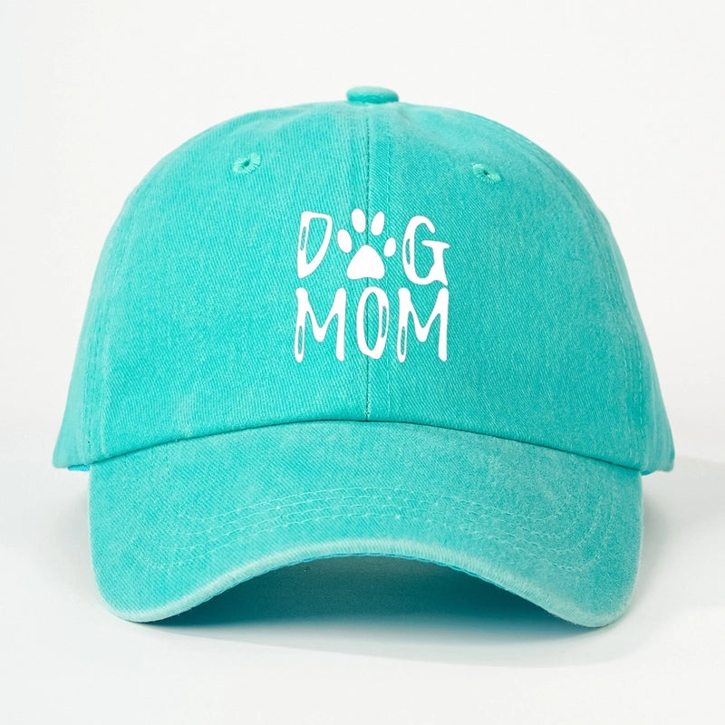 Hot Hat Printing DOG MOM Custom Washed Baseball Cap Men's And Women's Outdoor Sunscreen Soft Top Cap