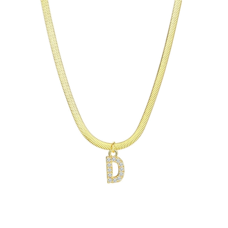 Minimalist Classic Style Letter Copper Inlay Zircon Pendant Necklace