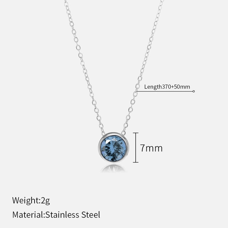 Minimalist Round 304 Stainless Steel Rhinestones Plating Stainless Steel Necklaces