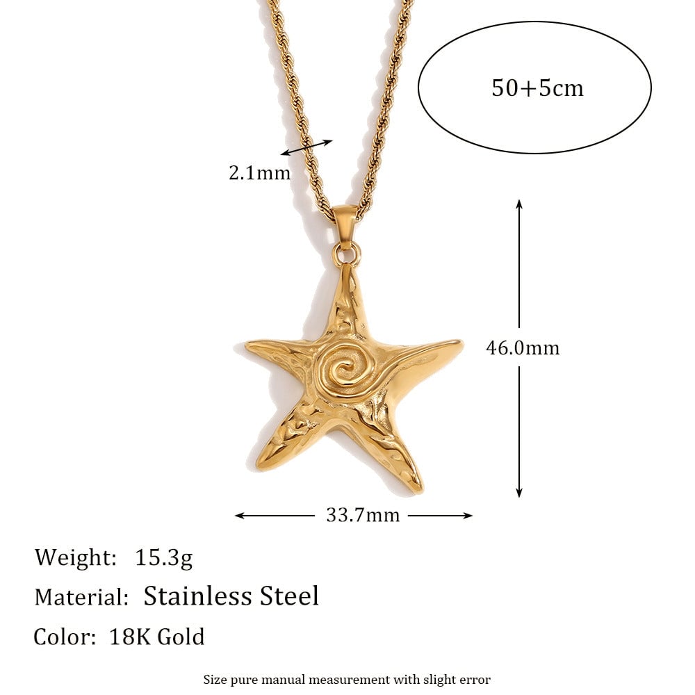 Fashion Starfish Star Stainless Steel Electroplating Necklaces