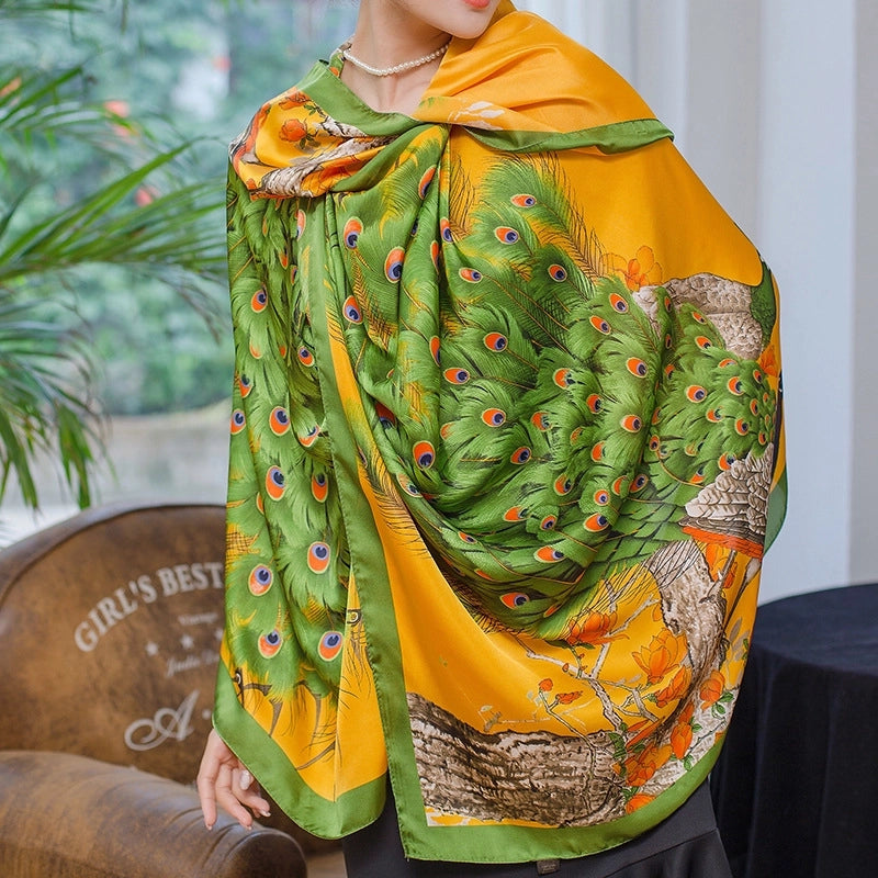 Women's Minimalist Streetwear Leopard Satin Printing And Dyeing Printing Scarf