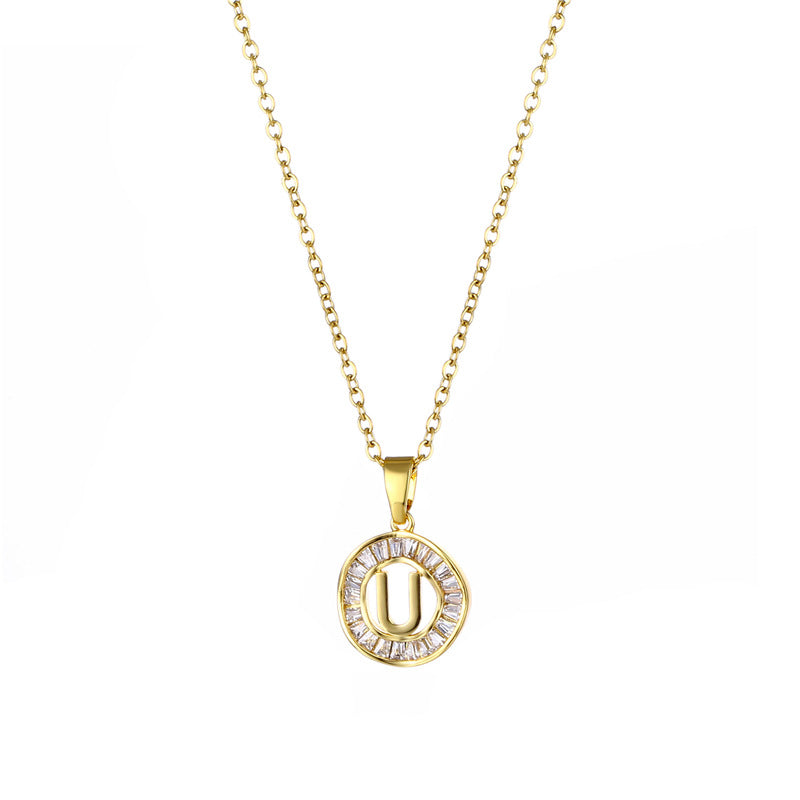 Natural Letter Text Number Stainless Steel Electroplating Necklaces