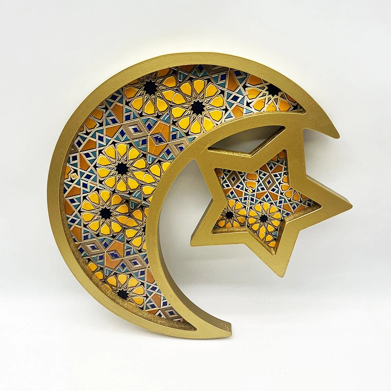 Minimalist Star Moon Wood 1 Piece Ornaments