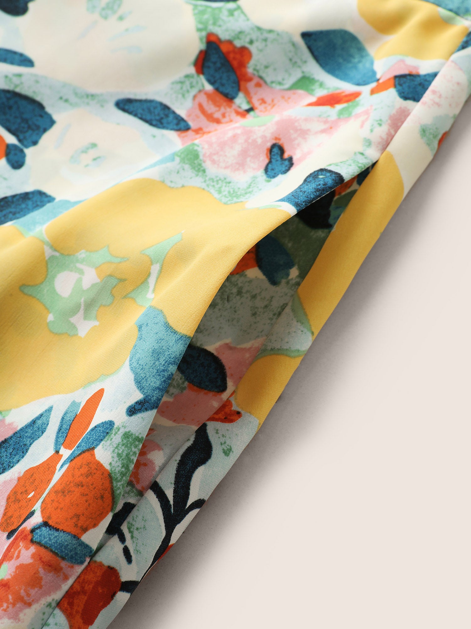 Citrus Lemon Print Drawstring Gathered Dress