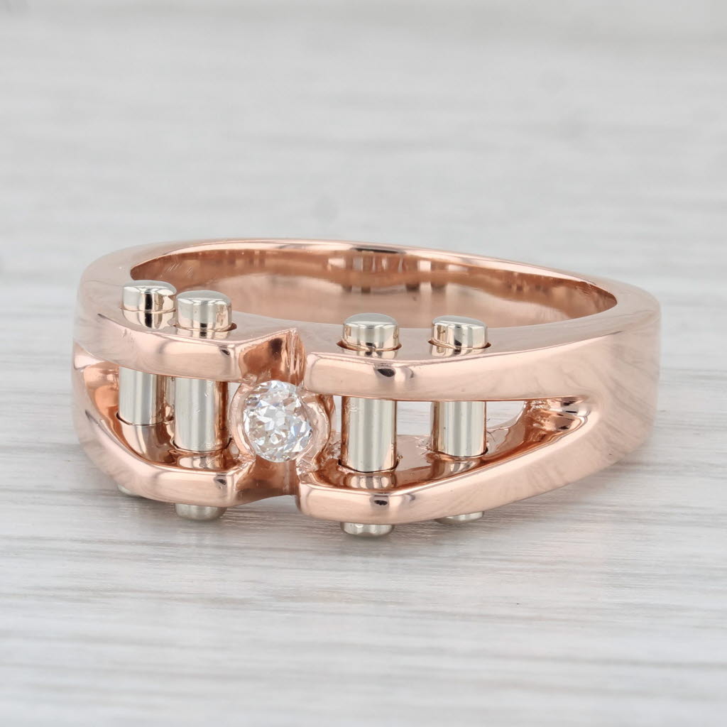 0.17ct Round Solitaire Diamond Ring 14k Rose Gold Size 11.5 Men's