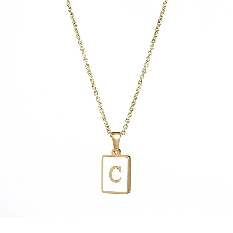 Vintage Style Letter Square 304 Stainless Steel Shell 18K Gold Plated Plating Inlay Pendant Necklace