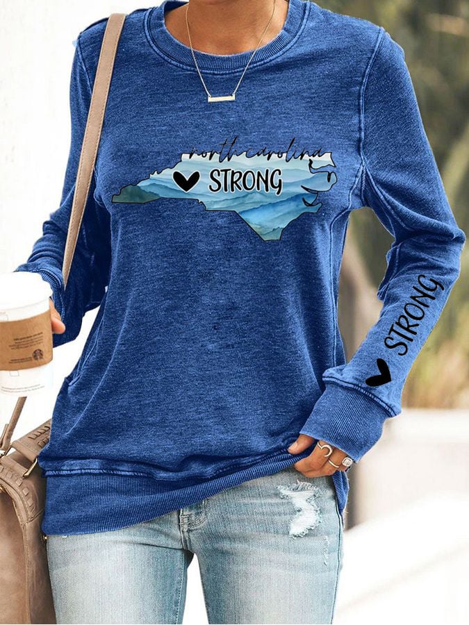 Women's North Carolina Strong Print Long Sleeve Sweatshirt