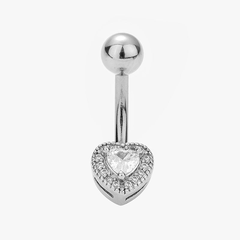 1 Piece Belly Rings Minimalist Classic Style Heart Shape Cat 316L Stainless Steel  Plating Inlay Zircon 14K Gold Plated Belly Rings