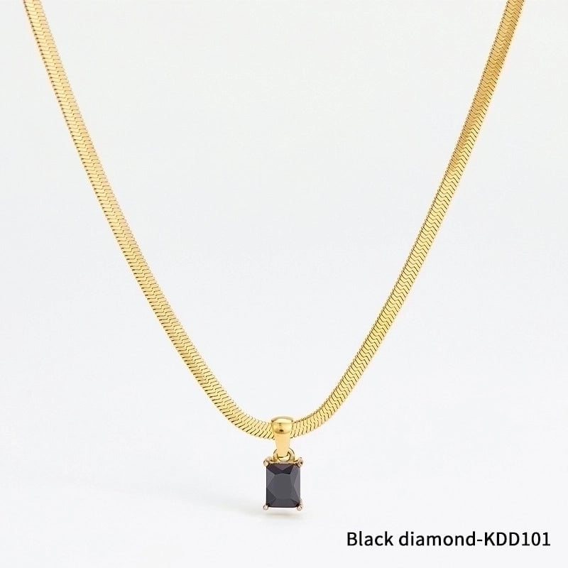 Fashion Square 304 Stainless Steel Zircon 16K Gold Plated White Gold Plated Gold Plated Inlay Stainless Steel Jewelry Sets