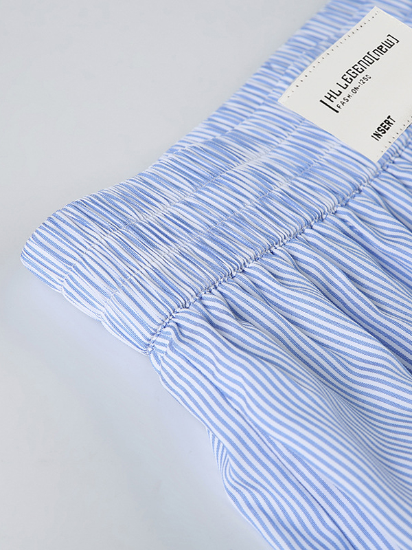 High Waisted Loose Elasticity Split-Joint Striped Pants Trousers