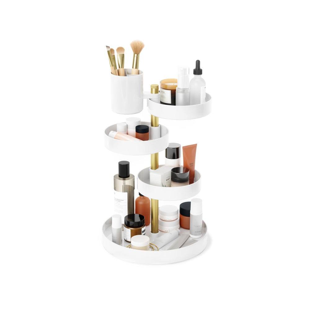 Pirouette Cosmetics Organiser - White & Brass