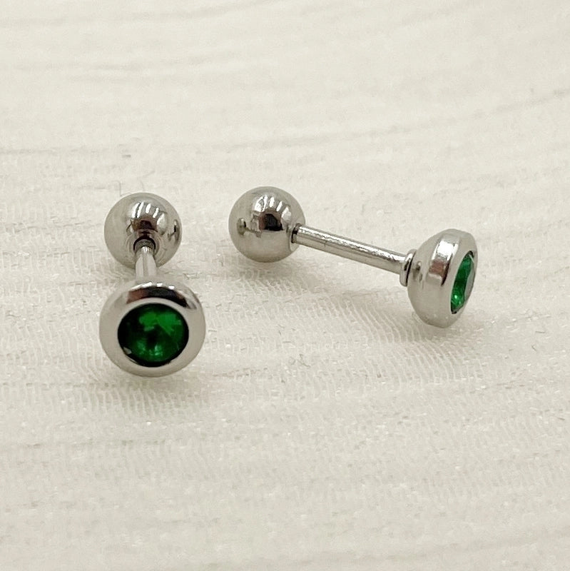 1 Pair Minimalist Geometric Inlay Stainless Steel Zircon Ear Studs