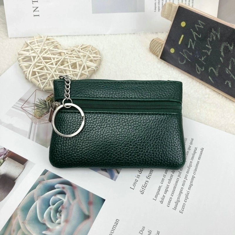 Women's Solid Color Pu Leather Zipper Coin Purses