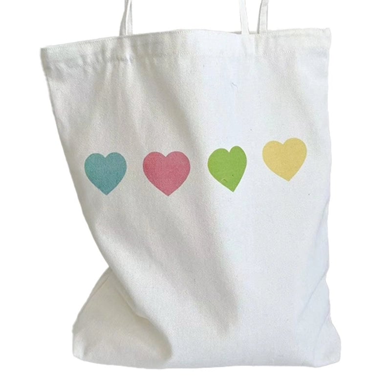 Women's Large Canvas Heart Shape Basic Classic Style Open Canvas Bag