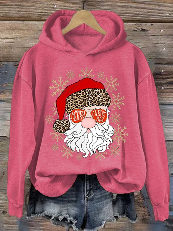 Women's Cute Santa Claus Print Hoodie