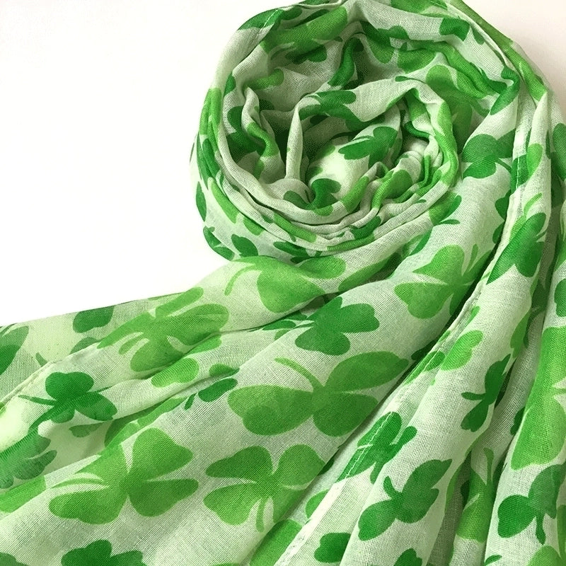 Women's Sweet Four Leaf Clover Voile Printing Scarf