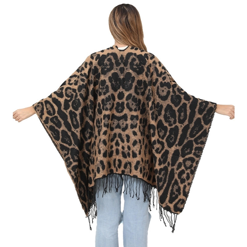 Women's Streetwear Leopard Imitation Cashmere Tassel Scarf