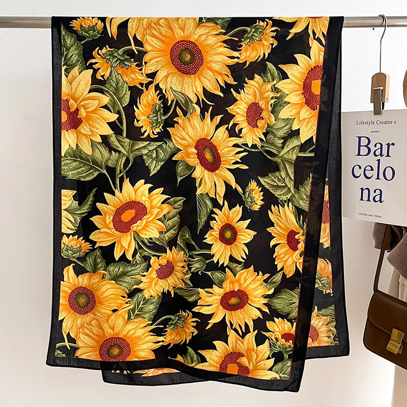 Women's Minimalist Flower Imitation Wool Printing Scarf