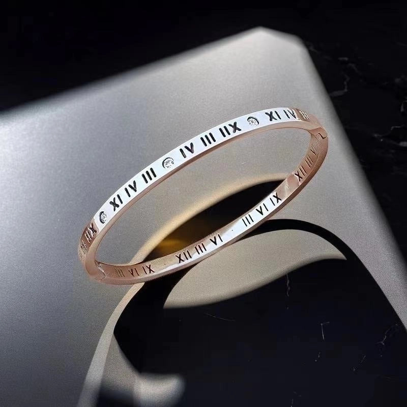 Minimalist Commute Circle Titanium Steel Plating Inlay Zircon Rings Bracelets