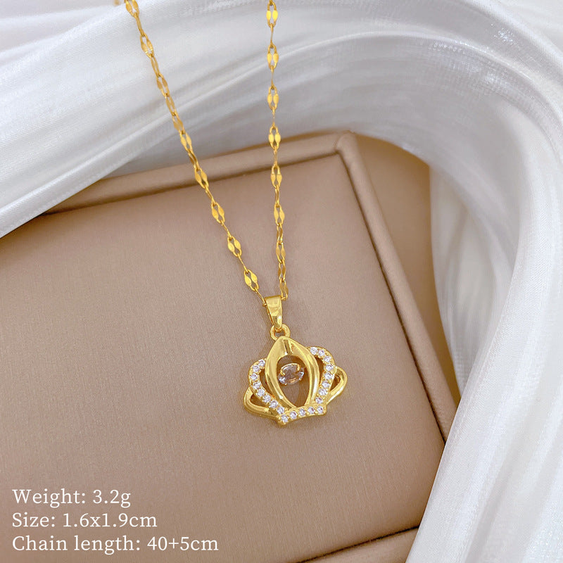 Copper Micro-Inlaid Cross Fashionable And Gorgeous Full Diamond Necklace For Women All-Match Clavicle Chain Titanium Steel
