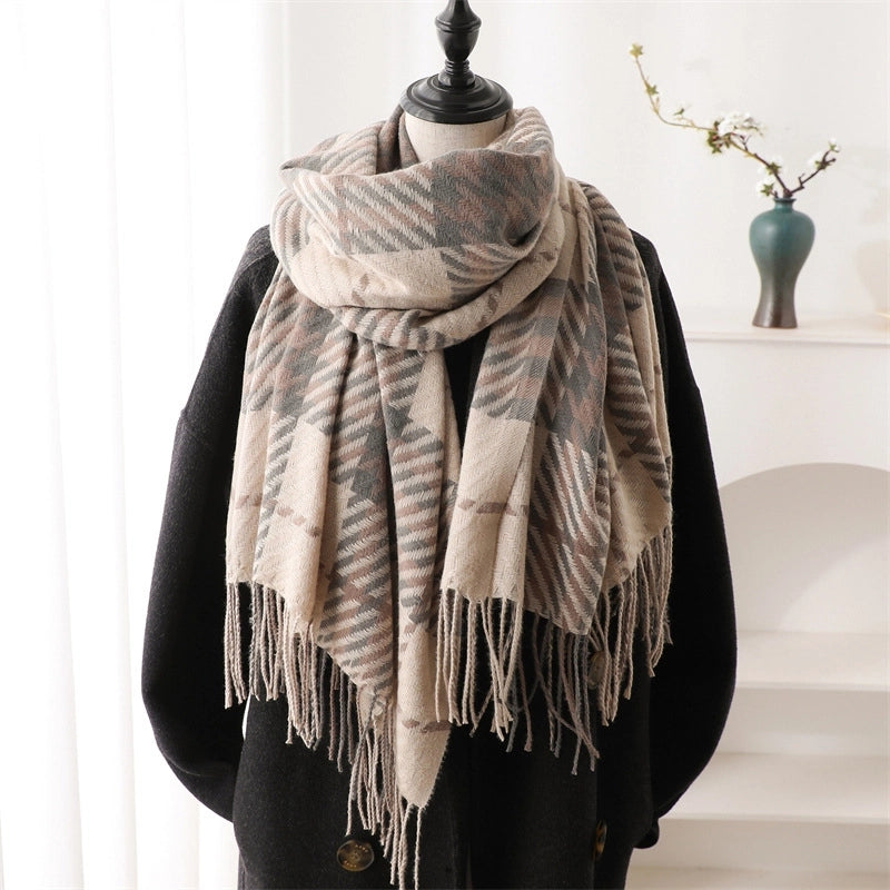 Unisex Basic Classic Style Lattice Polyester Scarf