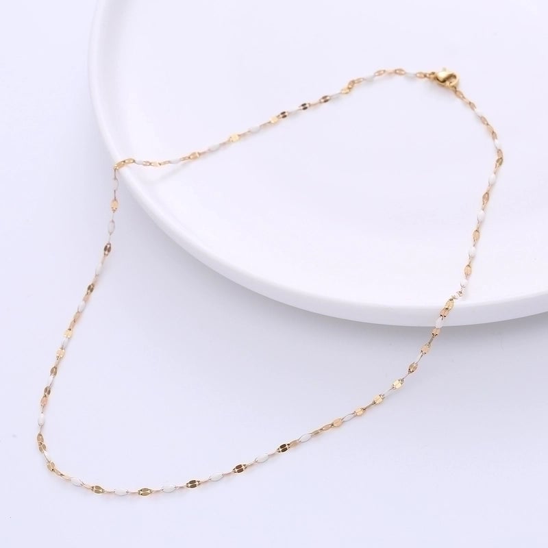 Minimalist Geometric 304 Stainless Steel Epoxy 18K Gold Plated Epoxy Chain Necklace