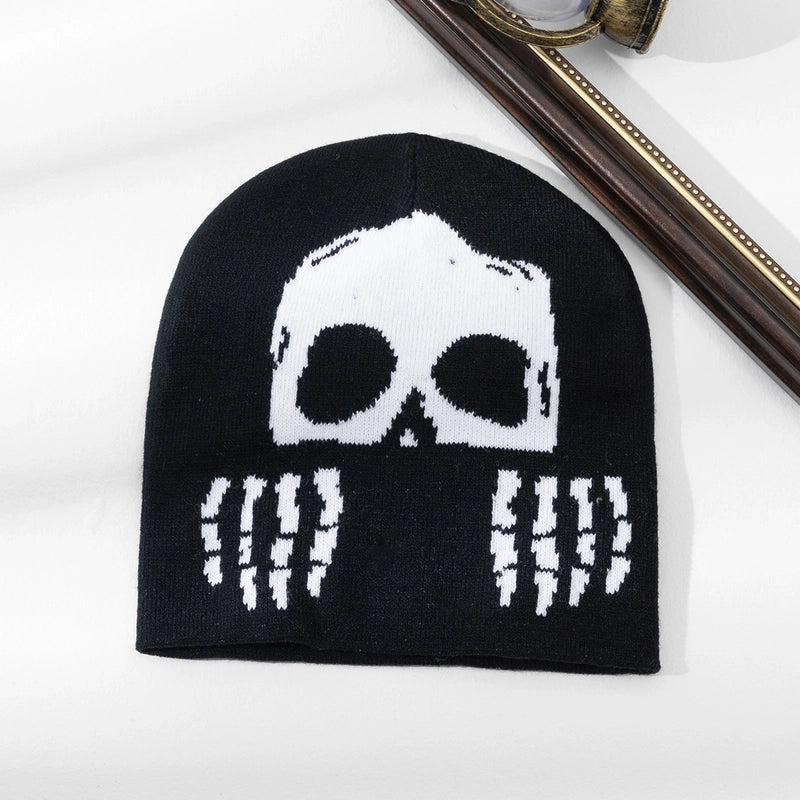 Unisex Retro Funny Halloween Pattern Ghost Wool Cap