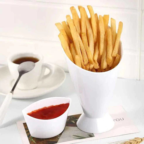 French Fries Dip Cone Cup With Sauce Holder