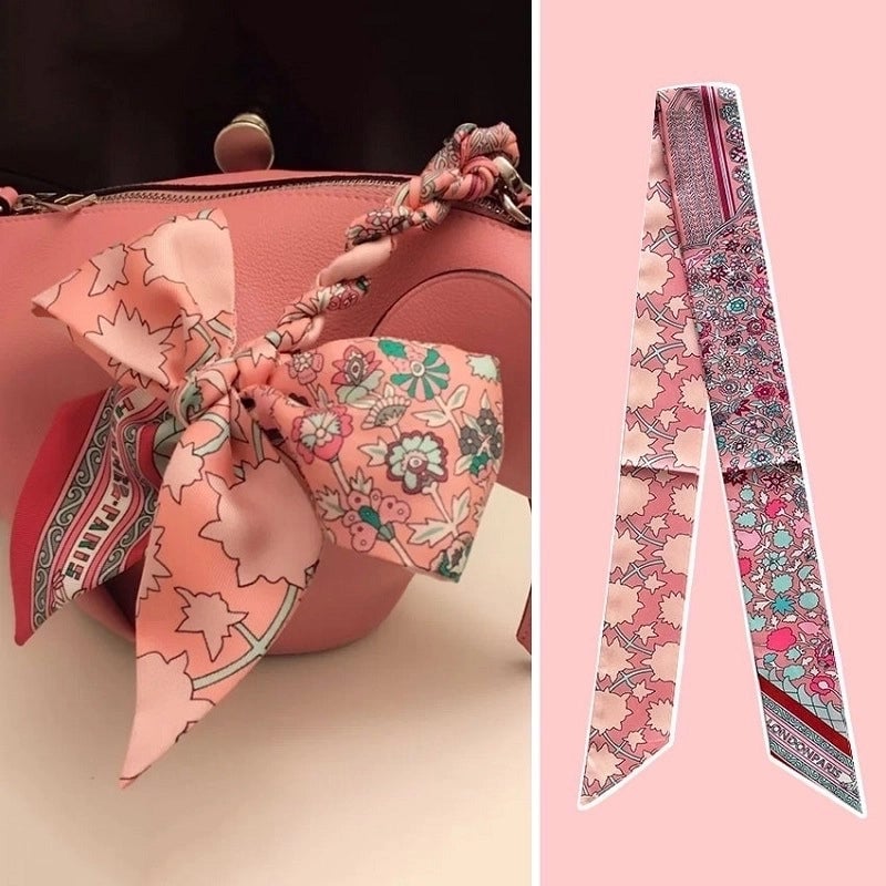 Women's Minimalist Classic Style Color Block Satin Printing Silk Scarf