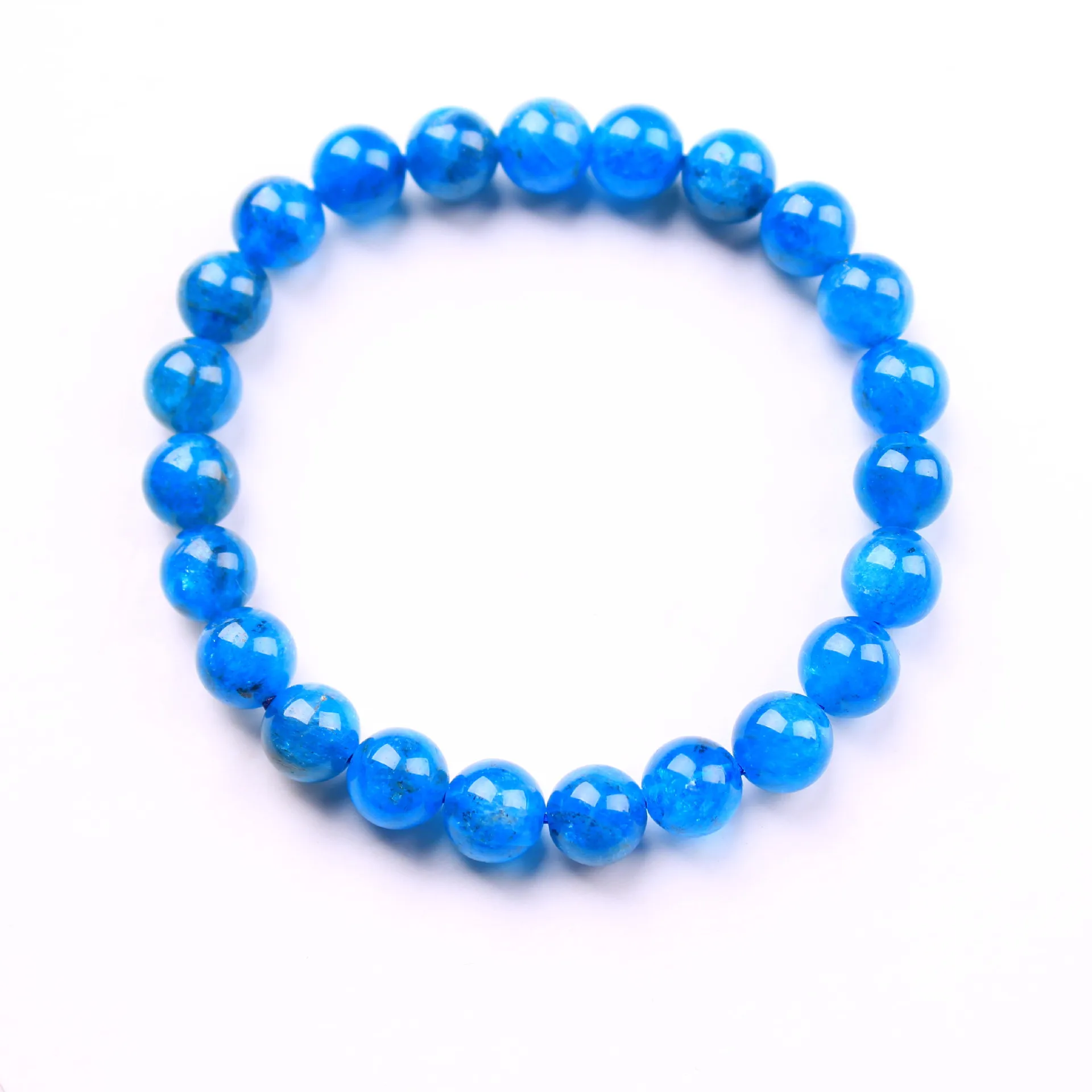 Natural stone blue apatite gemstone Beaded Elastic bracelet fashion jewelry For men and women