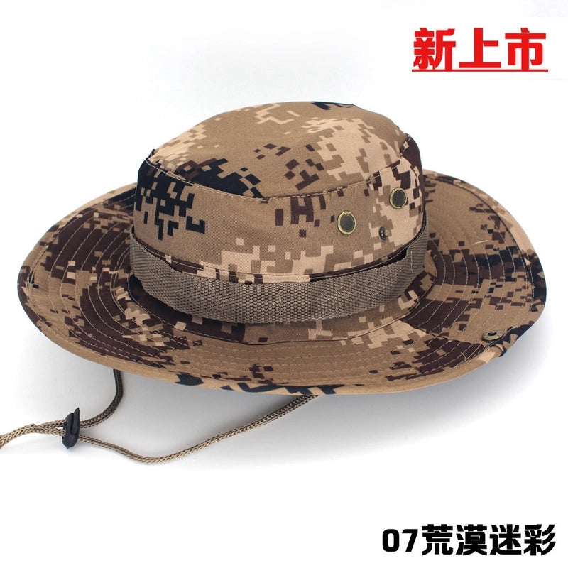 Adults Casual Solid Color Camouflage Flat Eaves Bucket Hat