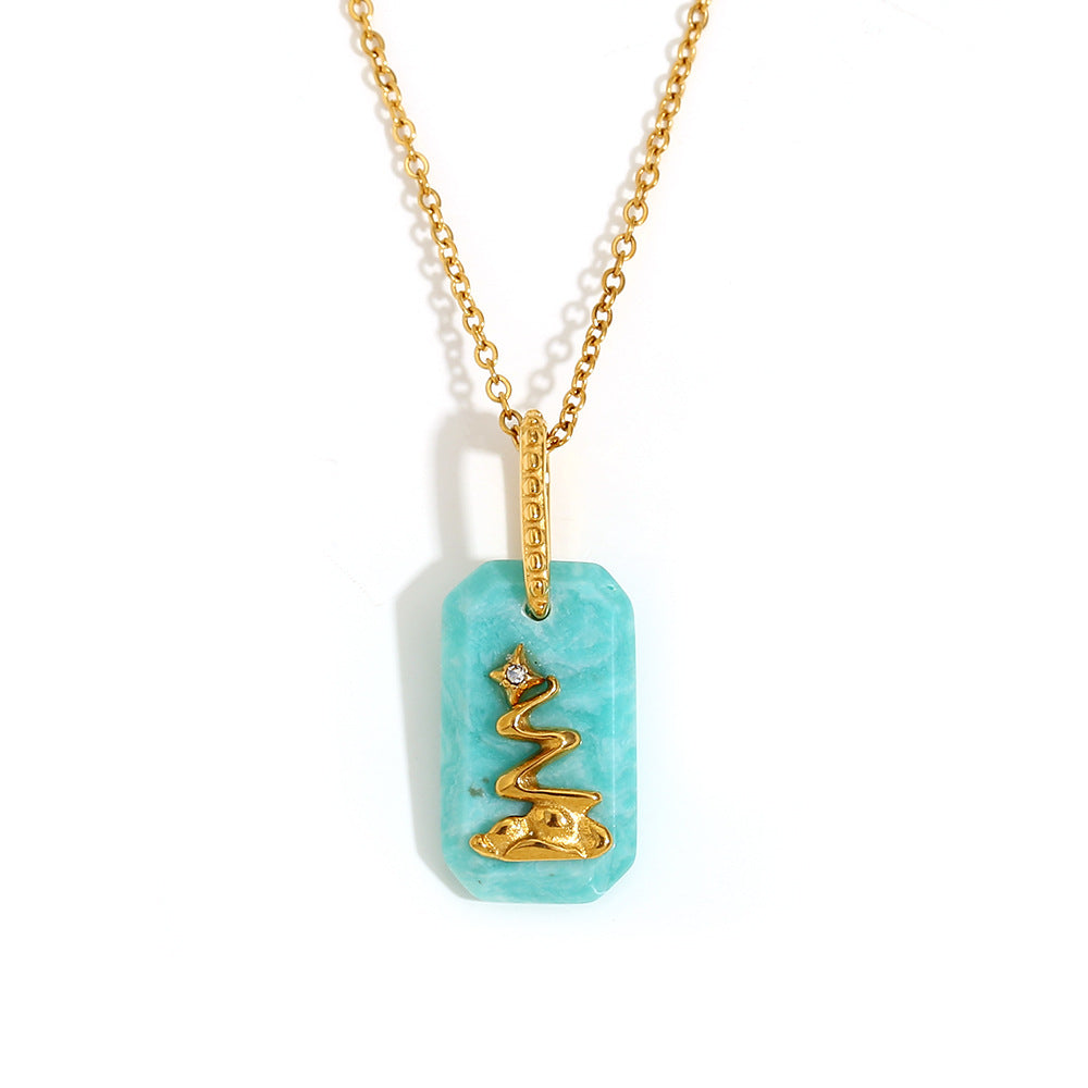 Niche Retro Pendant Stainless Steel 18K Gold Plated Red Agate Love Flower Manta Ray Necklace Female