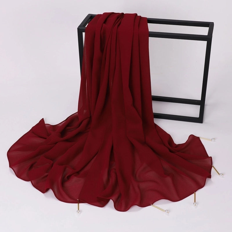 Women's Casual Elegant Sweet Solid Color Chiffon Hijab