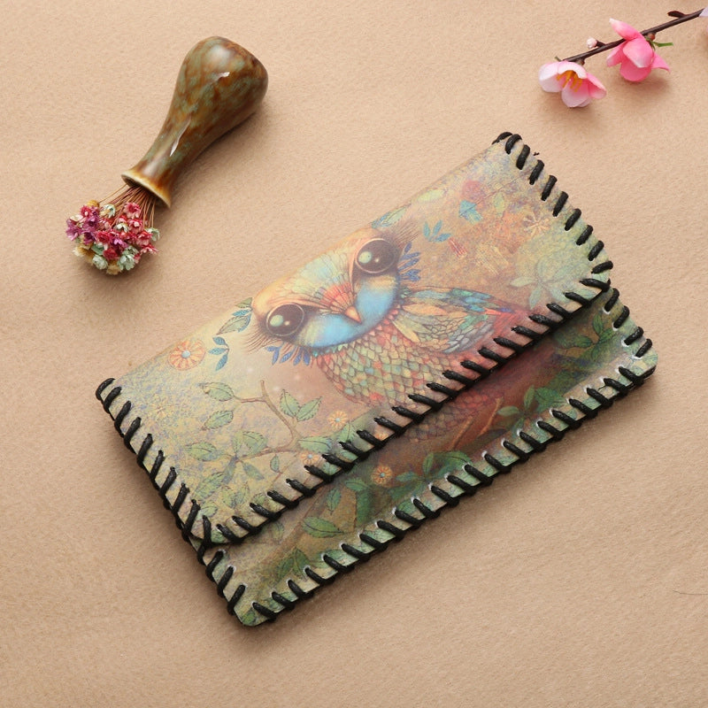 Women's Pu Leather Printing Animal Vintage Style Square Magnetic Buckle Phone Wallets