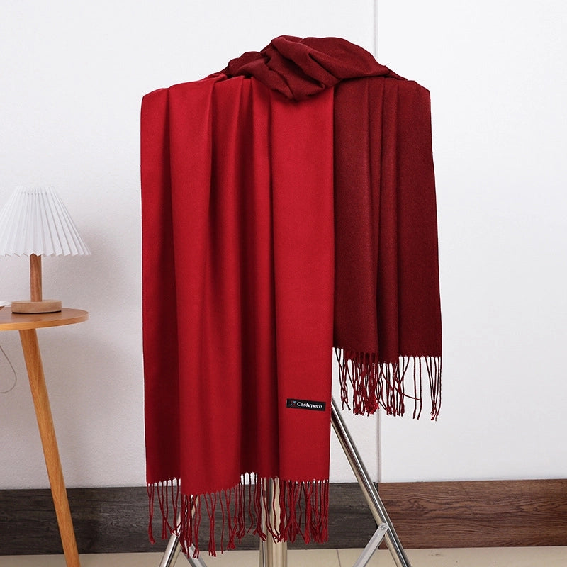 Double-sided Scarf Women's Winter Tassel Cashmere Scarf Autumn And Winter Version New Wool Men's Scarf