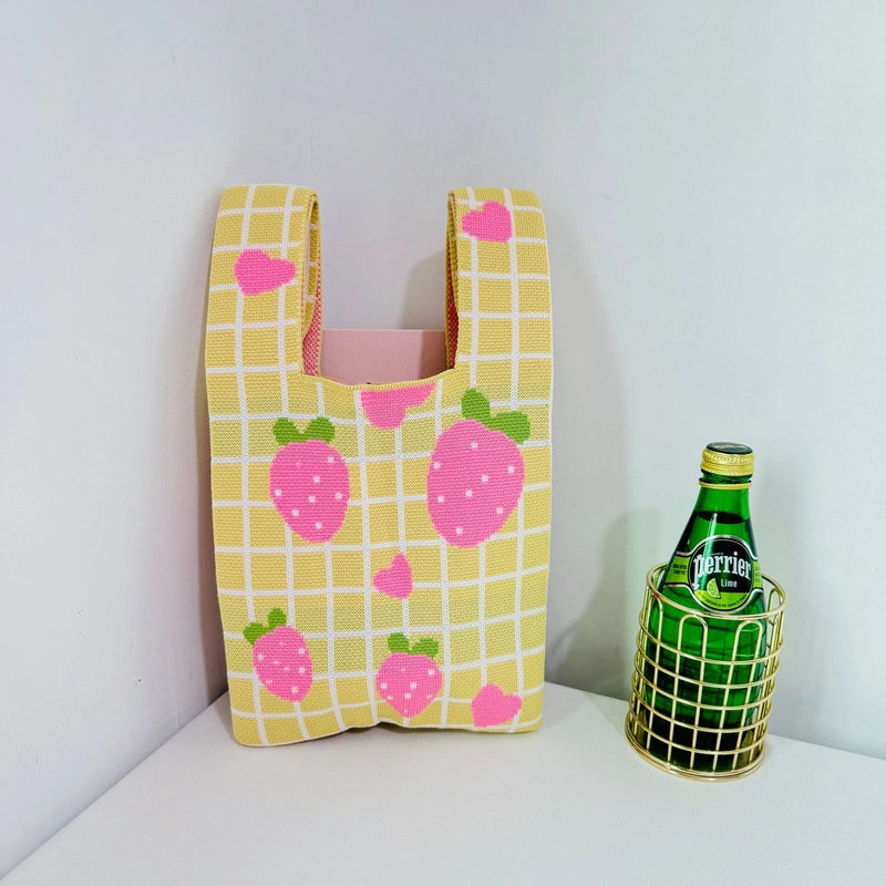 Women's Small Polyester Letter Fruit Cute Square Open Handbag
