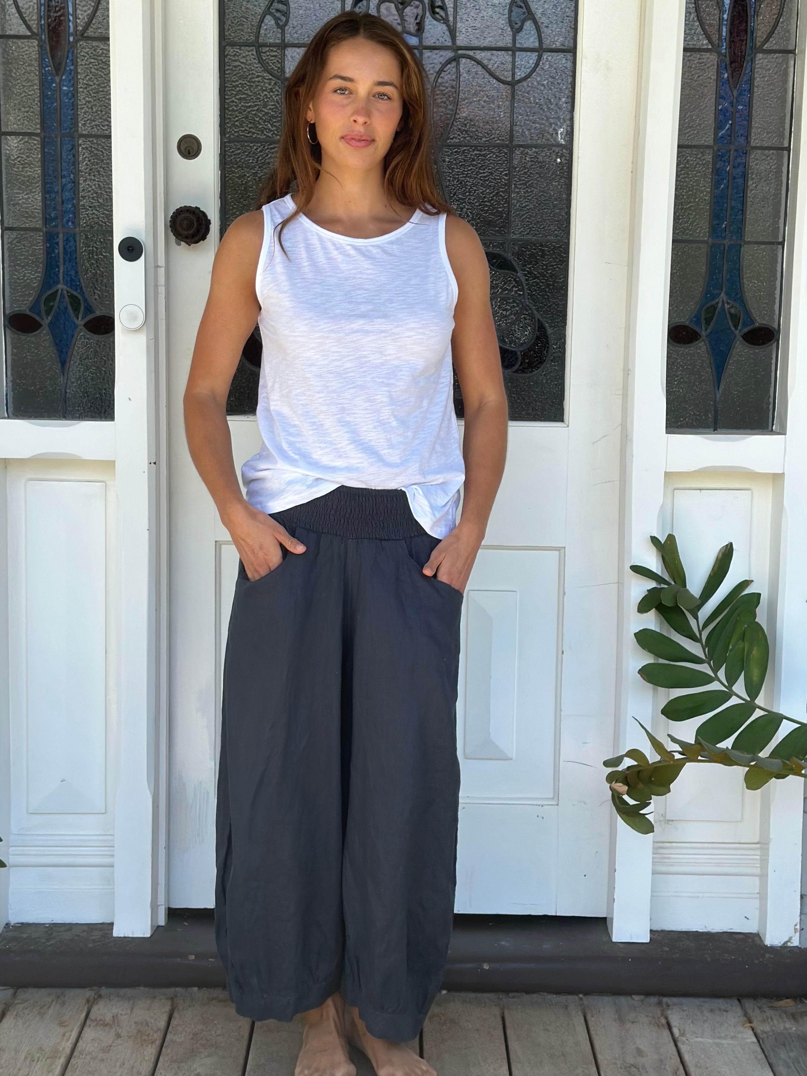 jackie pant - charcoal linen