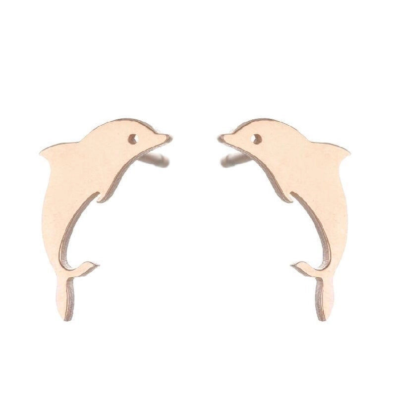 1 Pair Minimalist Animal Plating 304 Stainless Steel 18K Gold Plated Ear Studs