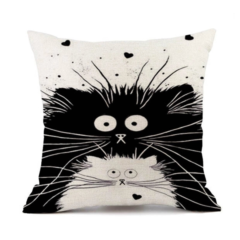 2 Pieces Cute Animal Cat Blended Pillow Cases