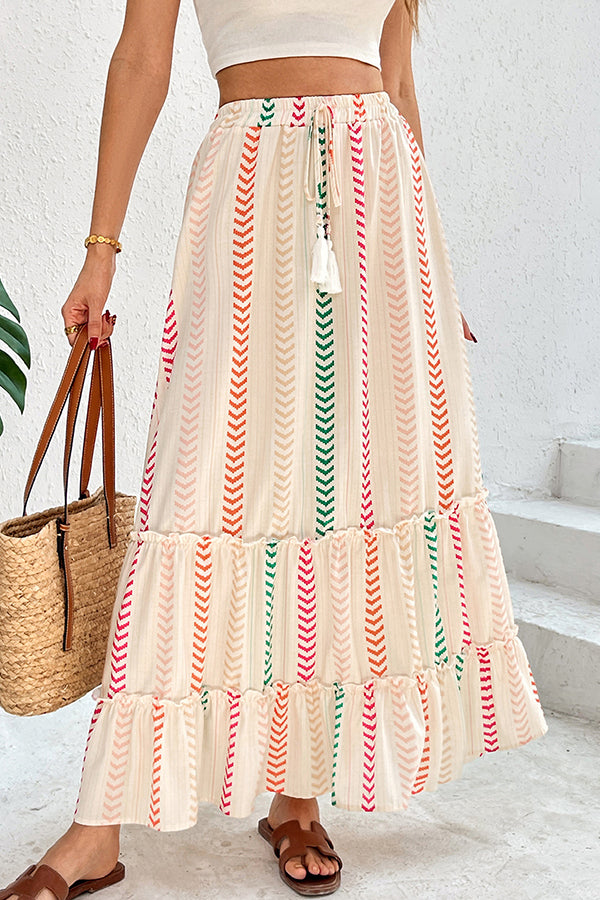 Fashion Printed Bohemian Panelled Skirt
