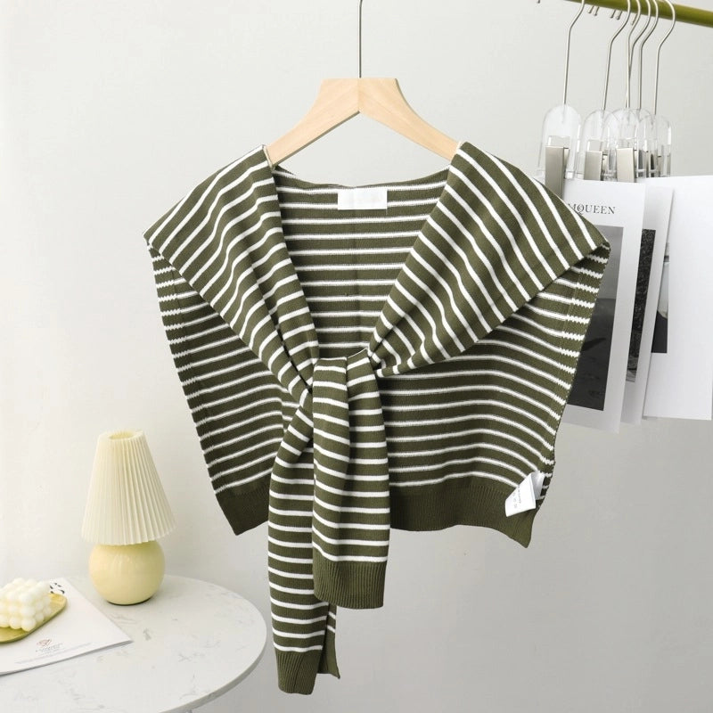 Classic Striped Outer Shawl Women's Fake Collar Decorative Waistcoat Air-conditioned Room Shoulder-matching Spring And Autumn Multi-functional Scarf
