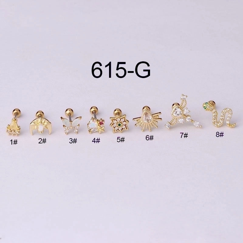 Ear Cartilage Rings & Studs Animal 316L Stainless Steel  Copper Plating