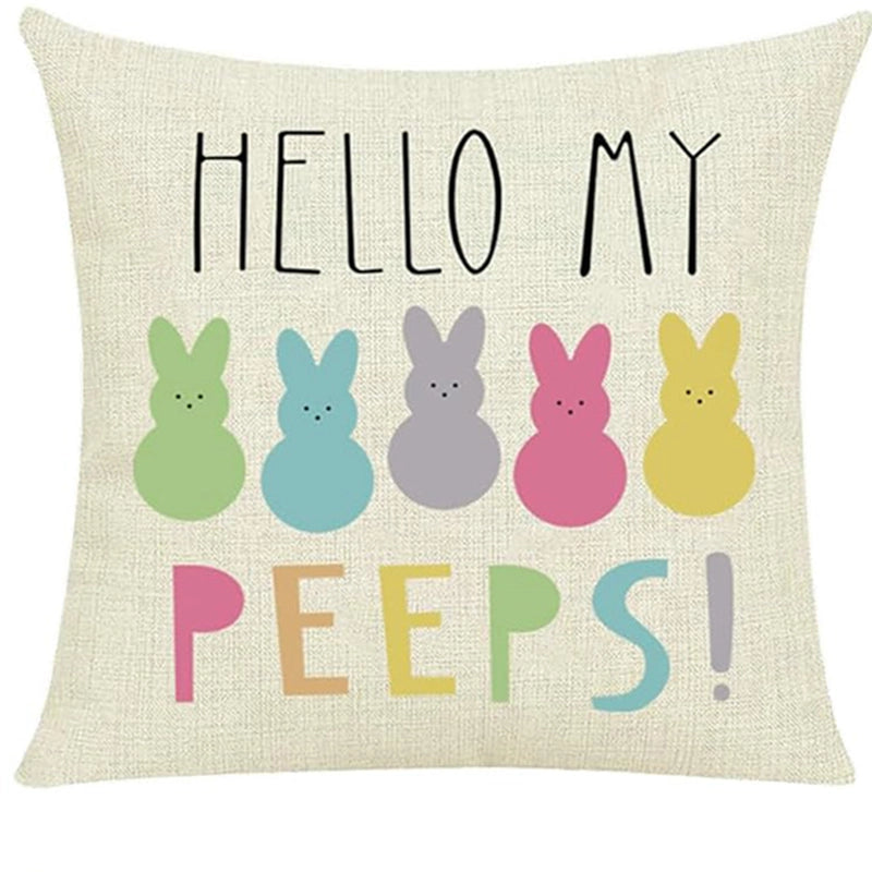 Easter Cute Classic Style Rabbit Letter Linen Pillow Cases Couch & Sofa Decor
