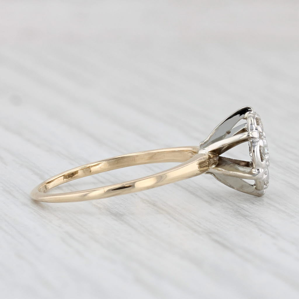 0.45ctw Diamond Cluster Engagement Ring 10k Gold Vintage Size 7
