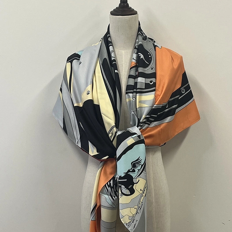 Women's Elegant Minimalist Plant Polyester Silk Scarf