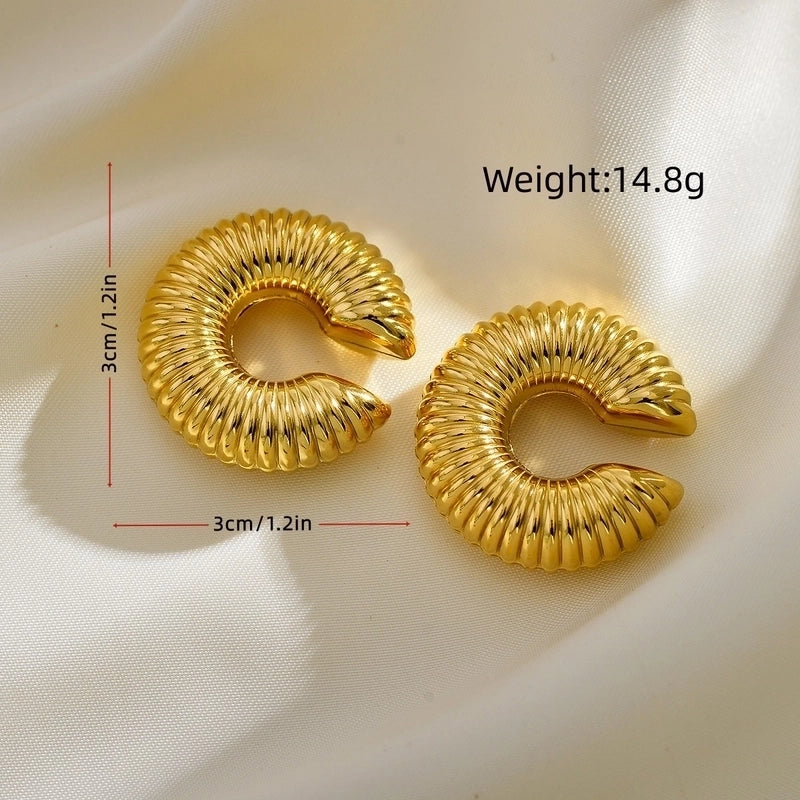 1 Pair Minimalist C Shape Plating Stainless Steel Gold Plated Ear Cuffs
